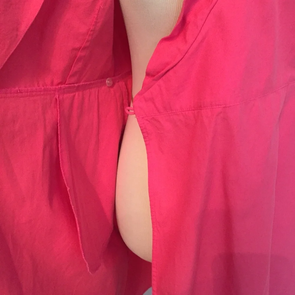 ELIZABETH McKAY DRESS WRAP PINK RUFFLE BELT CAP SLEEVE BARBIE CORE Size 0 - Picture 6 of 7